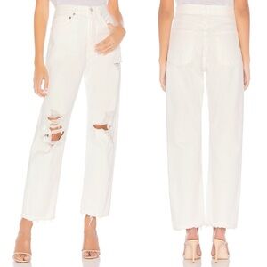 AGOLDE 90s Fit White Out Jeans Womens Size 24 Revolve Distressed Denim A069B1083